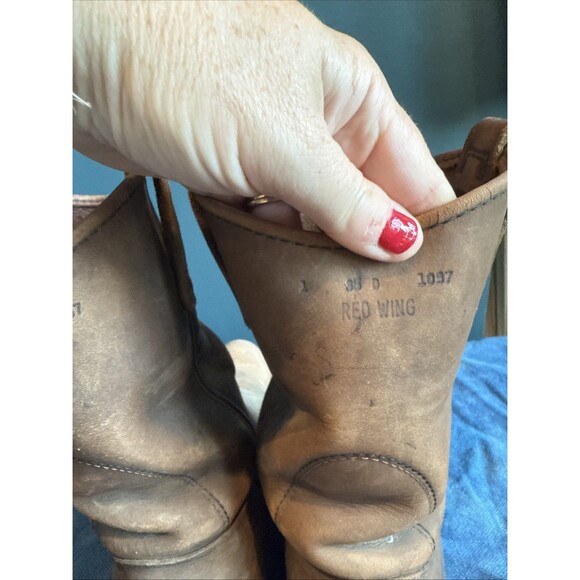Red Wing 1097 Pecos Leather Work Boots USA Size 8.5D 80's Thrashed Distressed - Picture 7 of 15